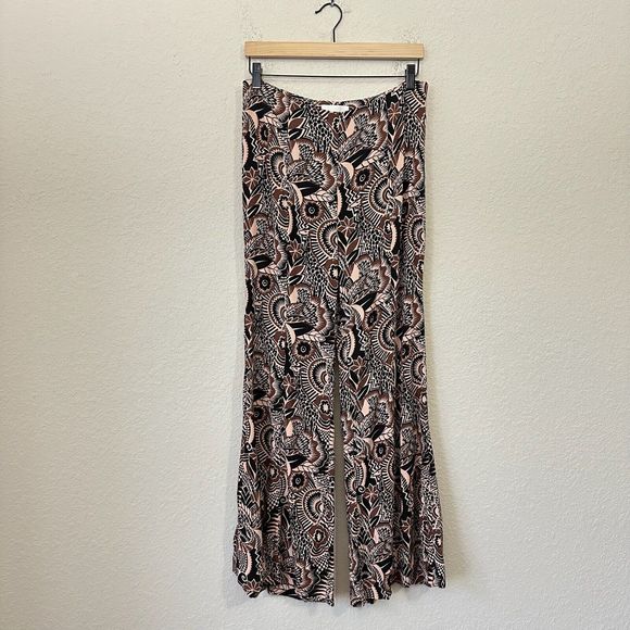 NWOT ANTHROPOLOGIE Printed Drapey Flare / Wide Leg Pants Multicolor - Picture 1 of 15